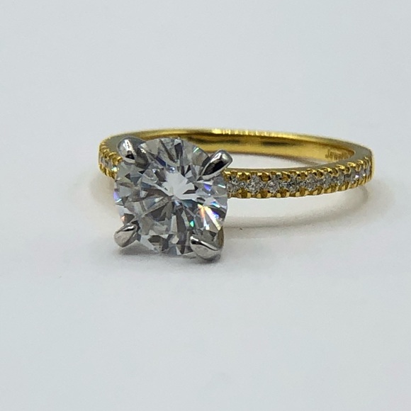 3ct D, VVS1 Brilliant Round Moissanite Pave Ring - Picture 4 of 14